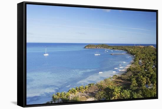 View of Mana Island, Mamanuca Islands, Fiji, South Pacific, Pacific-Ian Trower-Framed Stretched Canvas