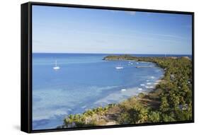 View of Mana Island, Mamanuca Islands, Fiji, South Pacific, Pacific-Ian Trower-Framed Stretched Canvas