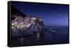 View of Manarola on a Starry Night, La Spezia, Liguria, Northern Italy-null-Framed Stretched Canvas