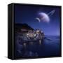 View of Manarola on a Starry Night with Planets, Northern Italy-null-Framed Stretched Canvas