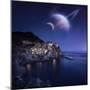 View of Manarola on a Starry Night with Planets, Northern Italy-null-Mounted Photographic Print