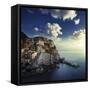 View of Manarola on the Rocks at Sunset, La Spezia, Liguria, Northern Italy-null-Framed Stretched Canvas