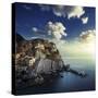 View of Manarola on the Rocks at Sunset, La Spezia, Liguria, Northern Italy-null-Stretched Canvas