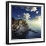 View of Manarola on the Rocks at Sunset, La Spezia, Liguria, Northern Italy-null-Framed Photographic Print