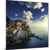 View of Manarola on the Rocks at Sunset, La Spezia, Liguria, Northern Italy-null-Mounted Photographic Print