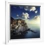 View of Manarola on the Rocks at Sunset, La Spezia, Liguria, Northern Italy-null-Framed Photographic Print