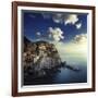 View of Manarola on the Rocks at Sunset, La Spezia, Liguria, Northern Italy-null-Framed Photographic Print