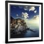 View of Manarola on the Rocks at Sunset, La Spezia, Liguria, Northern Italy-null-Framed Photographic Print