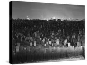 View of Manhattan above Queens Cemetery-null-Stretched Canvas