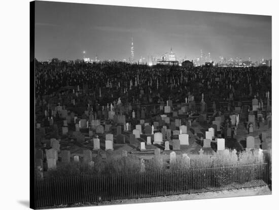 View of Manhattan above Queens Cemetery-null-Stretched Canvas