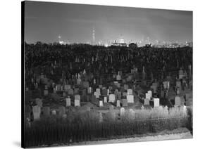 View of Manhattan above Queens Cemetery-null-Stretched Canvas