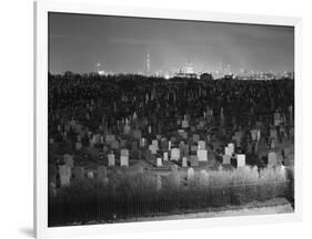 View of Manhattan above Queens Cemetery-null-Framed Photographic Print