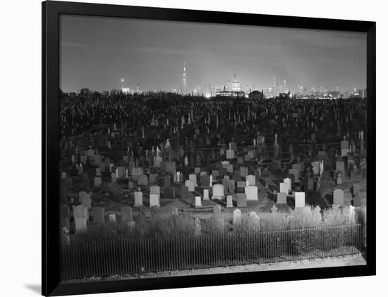 View of Manhattan above Queens Cemetery-null-Framed Photographic Print