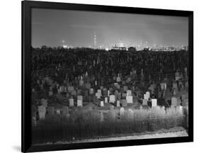 View of Manhattan above Queens Cemetery-null-Framed Photographic Print