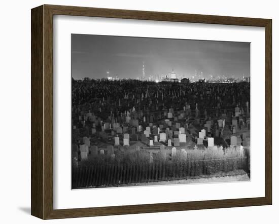 View of Manhattan above Queens Cemetery-null-Framed Photographic Print