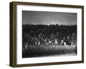 View of Manhattan above Queens Cemetery-null-Framed Photographic Print