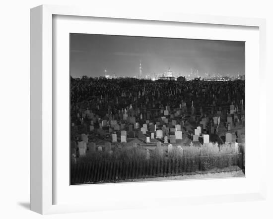 View of Manhattan above Queens Cemetery-null-Framed Photographic Print