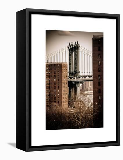 View of Manhattan Bridge in Winter-Philippe Hugonnard-Framed Stretched Canvas