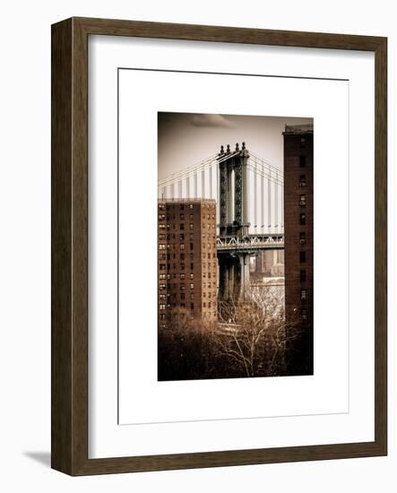 View of Manhattan Bridge in Winter-Philippe Hugonnard-Framed Art Print