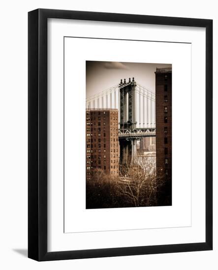 View of Manhattan Bridge in Winter-Philippe Hugonnard-Framed Art Print