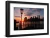 View of Manhattan from the Brooklyn Bridge at sunset, New York City, New York-null-Framed Photographic Print