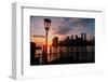 View of Manhattan from the Brooklyn Bridge at sunset, New York City, New York-null-Framed Photographic Print