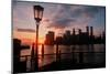 View of Manhattan from the Brooklyn Bridge at sunset, New York City, New York-null-Mounted Photographic Print