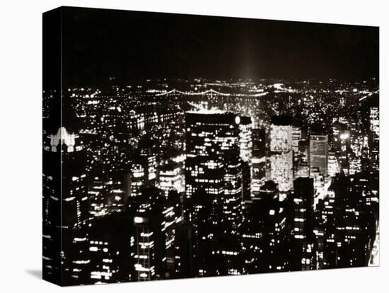 View of Manhattan Illuminated at Night-null-Stretched Canvas