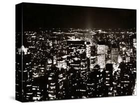 View of Manhattan Illuminated at Night-null-Stretched Canvas