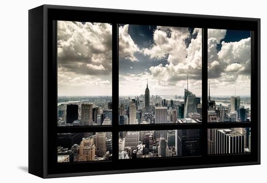 View of Manhattan, New York from Window-Steve Kelley-Framed Stretched Canvas