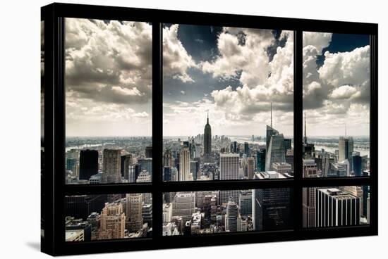 View of Manhattan, New York from Window-Steve Kelley-Stretched Canvas