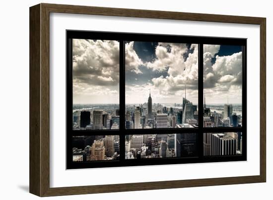 View of Manhattan, New York from Window-Steve Kelley-Framed Photographic Print