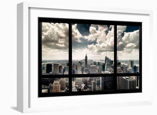 View of Manhattan, New York from Window-Steve Kelley-Framed Photographic Print