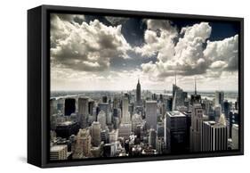 View of Manhattan, New York-Steve Kelley-Framed Stretched Canvas