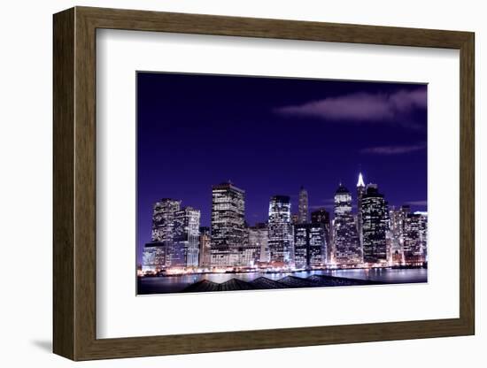 View of Manhattan Skyline from Brooklyn at Night, New York City-Zigi-Framed Photographic Print