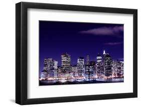 View of Manhattan Skyline from Brooklyn at Night, New York City-Zigi-Framed Photographic Print