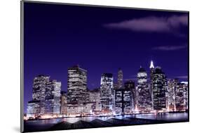 View of Manhattan Skyline from Brooklyn at Night, New York City-Zigi-Mounted Photographic Print