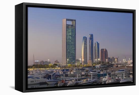 View of Marina and City Skyline, Abu Dhabi, United Arab Emirates, Middle East-Jane Sweeney-Framed Stretched Canvas