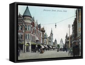 View of Mariposa Street - Fresno, CA-Lantern Press-Framed Stretched Canvas