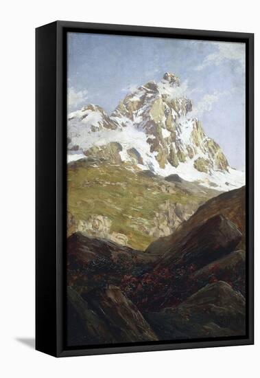 View of Matterhorn-Lorenzo Delleani-Framed Stretched Canvas