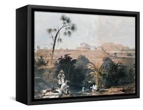 View of Mayan Ceremonial Center of Uxmal, Yucatan, Mexico-Frederick Catherwood-Framed Stretched Canvas