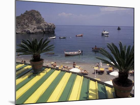 View of Mazzaro Beach from Restaurant, Taormina, Sicily, Italy-Connie Ricca-Mounted Photographic Print