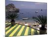 View of Mazzaro Beach from Restaurant, Taormina, Sicily, Italy-Connie Ricca-Mounted Photographic Print