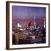 View of Medina, Arabia, by Moonlight, Showing the Dome of the Tomb of the Prophet, 1918-Etienne Dinet-Framed Giclee Print