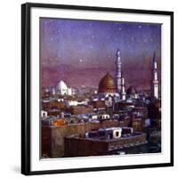 View of Medina, Arabia, by Moonlight, Showing the Dome of the Tomb of the Prophet, 1918-Etienne Dinet-Framed Giclee Print