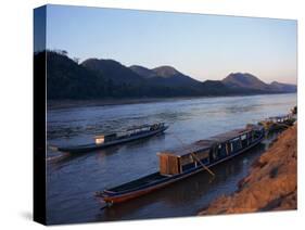 View of Mekong River at Sunset, Luang Prabang, Laos, Indochina, Southeast Asia-Alison Wright-Stretched Canvas