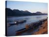 View of Mekong River at Sunset, Luang Prabang, Laos, Indochina, Southeast Asia-Alison Wright-Stretched Canvas