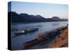 View of Mekong River at Sunset, Luang Prabang, Laos, Indochina, Southeast Asia-Alison Wright-Stretched Canvas