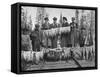 View of Men and Women with their Huge Trout Catch - Seward, AK-Lantern Press-Framed Stretched Canvas