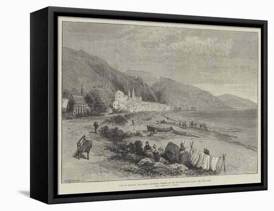 View of Mentone, the Queen's Southern Retreat on the Mediterranean Coast-William 'Crimea' Simpson-Framed Stretched Canvas